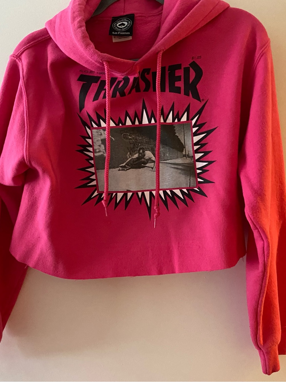 Thrasher Hot Pink Cropped Graphic Hoodie